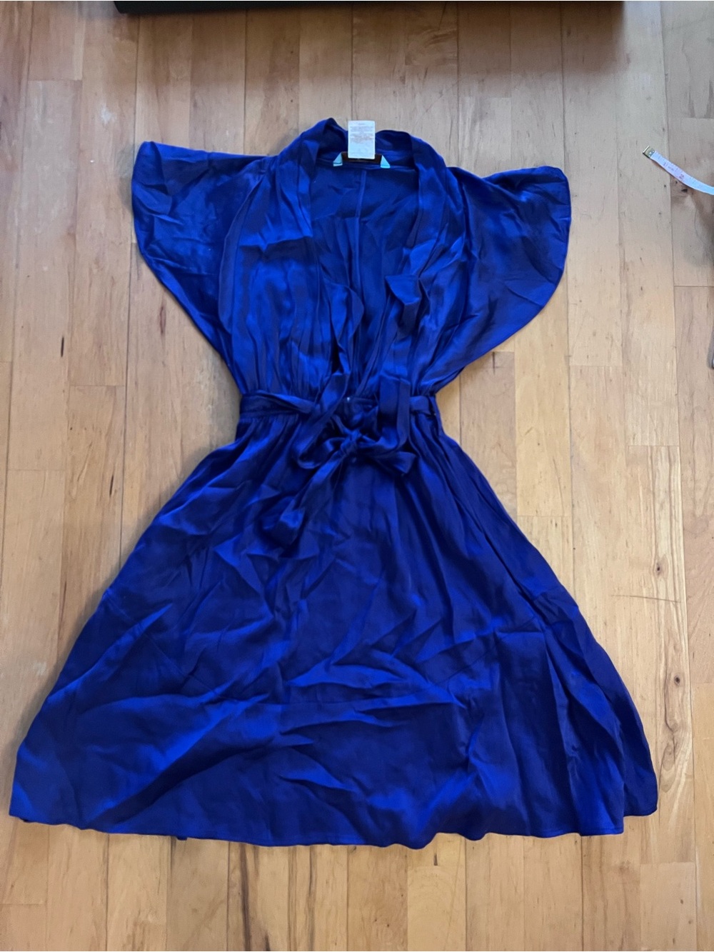 Marciano 96% Silk Midi flutter sleeve  Dress with Tie Waist y2k
